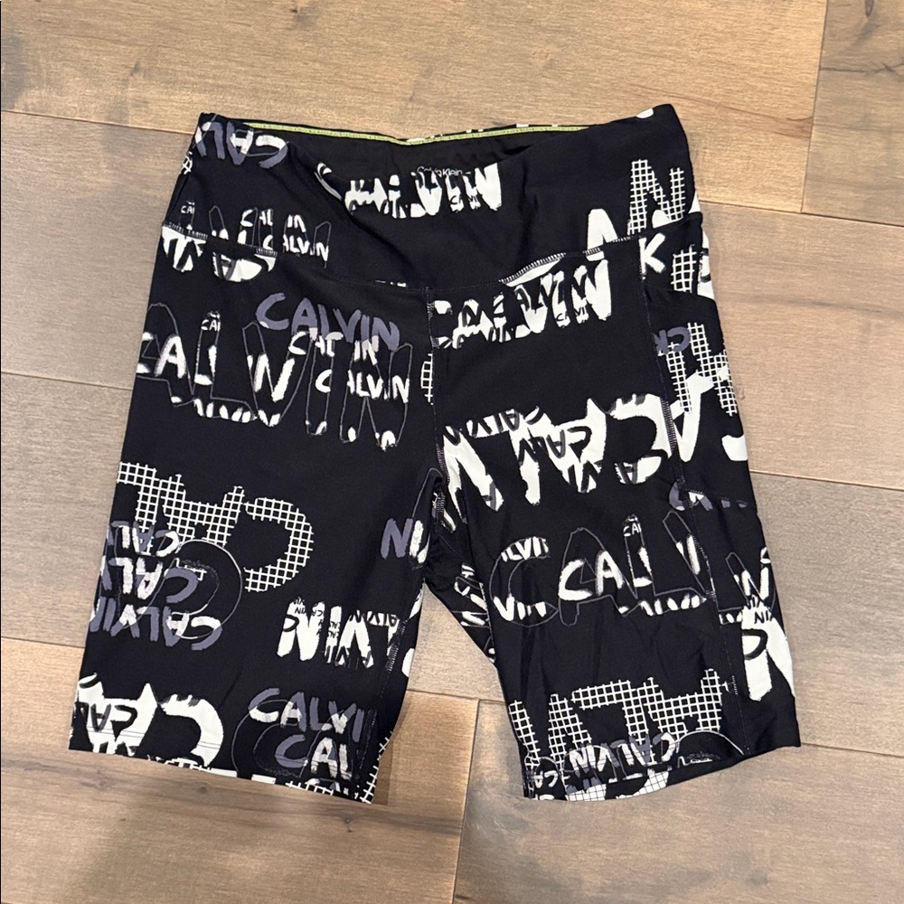 Calvin Klein Black & White Logo-Print Women’s Performance Biker Shorts